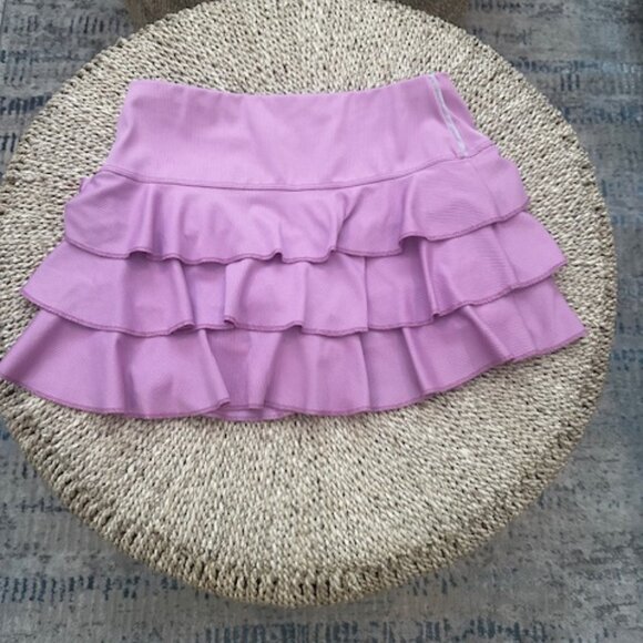 Womens Pink Tiered Lucky in Love  Tennis Skirt, S - Picture 6 of 8